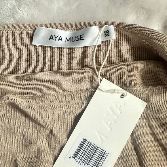 Aya Muse Tipo Mini Dress Women's XS Beige Cowl Neck Open Back Halter $650 - Picture 5 of 11